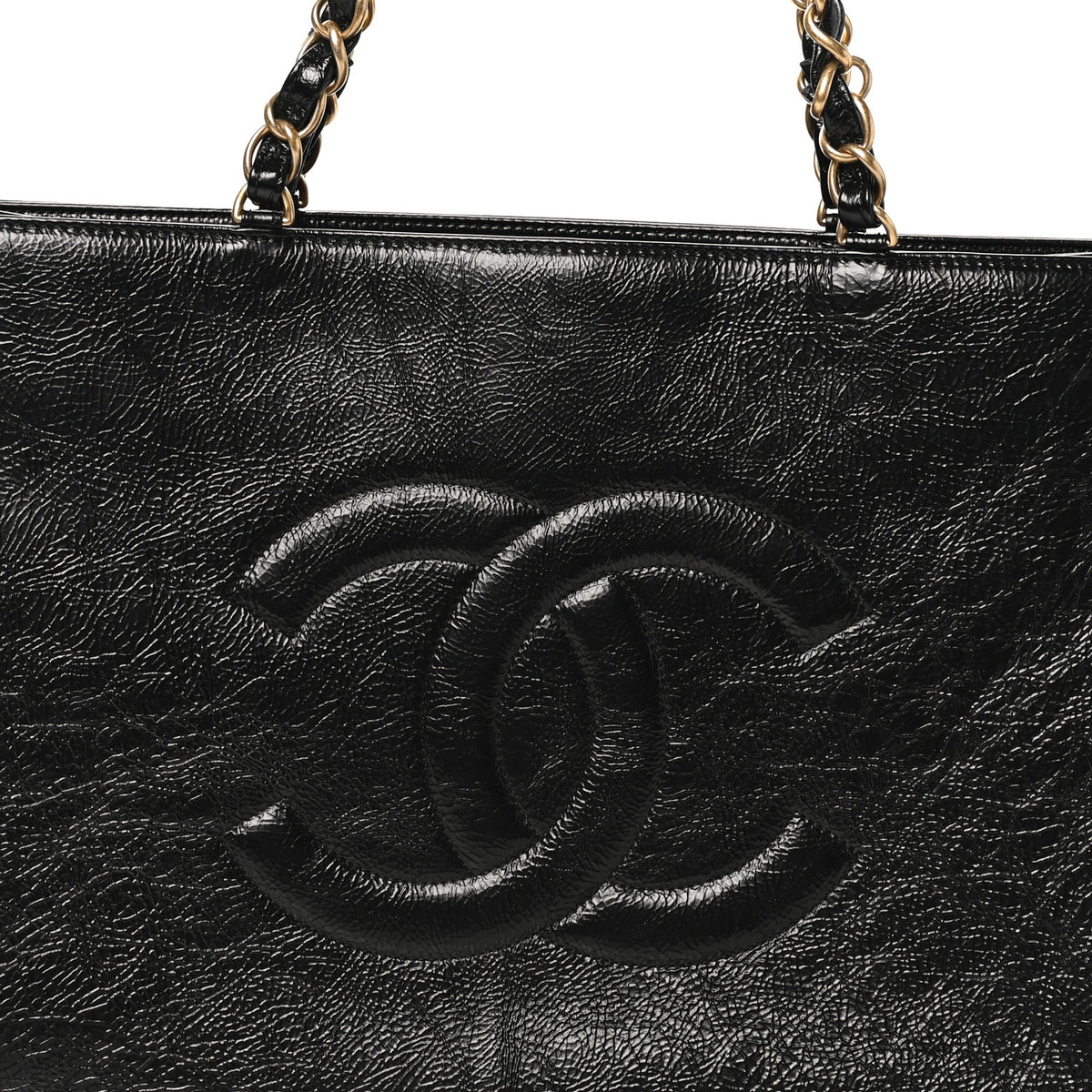 Glazed Aged Calfskin CC Tote Black