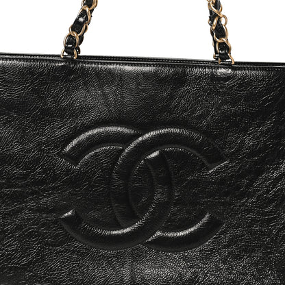 Chanel Glazed Aged Calfskin CC Tote Black 8 of 11