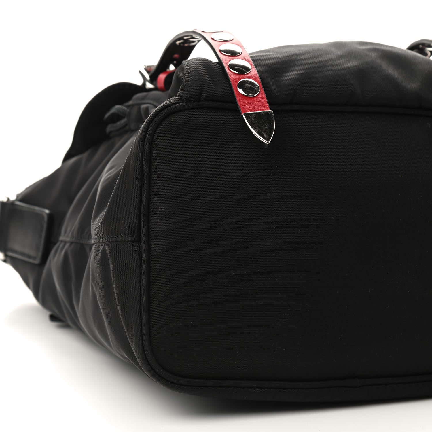 Prada Nylon New Vela Studded Messenger Black Fuoco 8 of 9