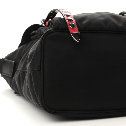 Prada Nylon New Vela Studded Messenger Black Fuoco 8 of 9