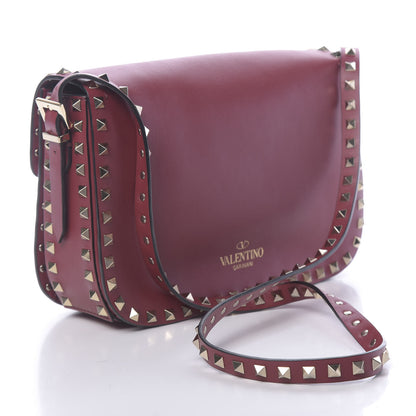 Valentino Garavani Vitello Medium Rockstud Flap Saddle Bag Scarlet 3 of 9