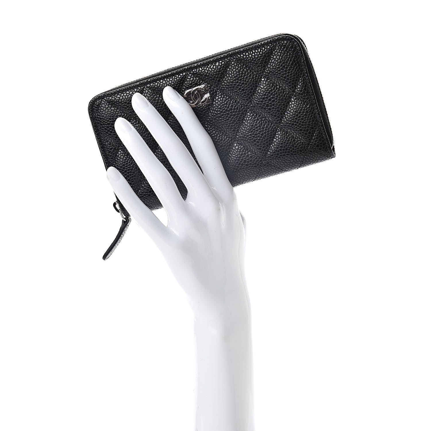 Chanel Caviar Quilted Small Zip Around Wallet Black 2 of 9