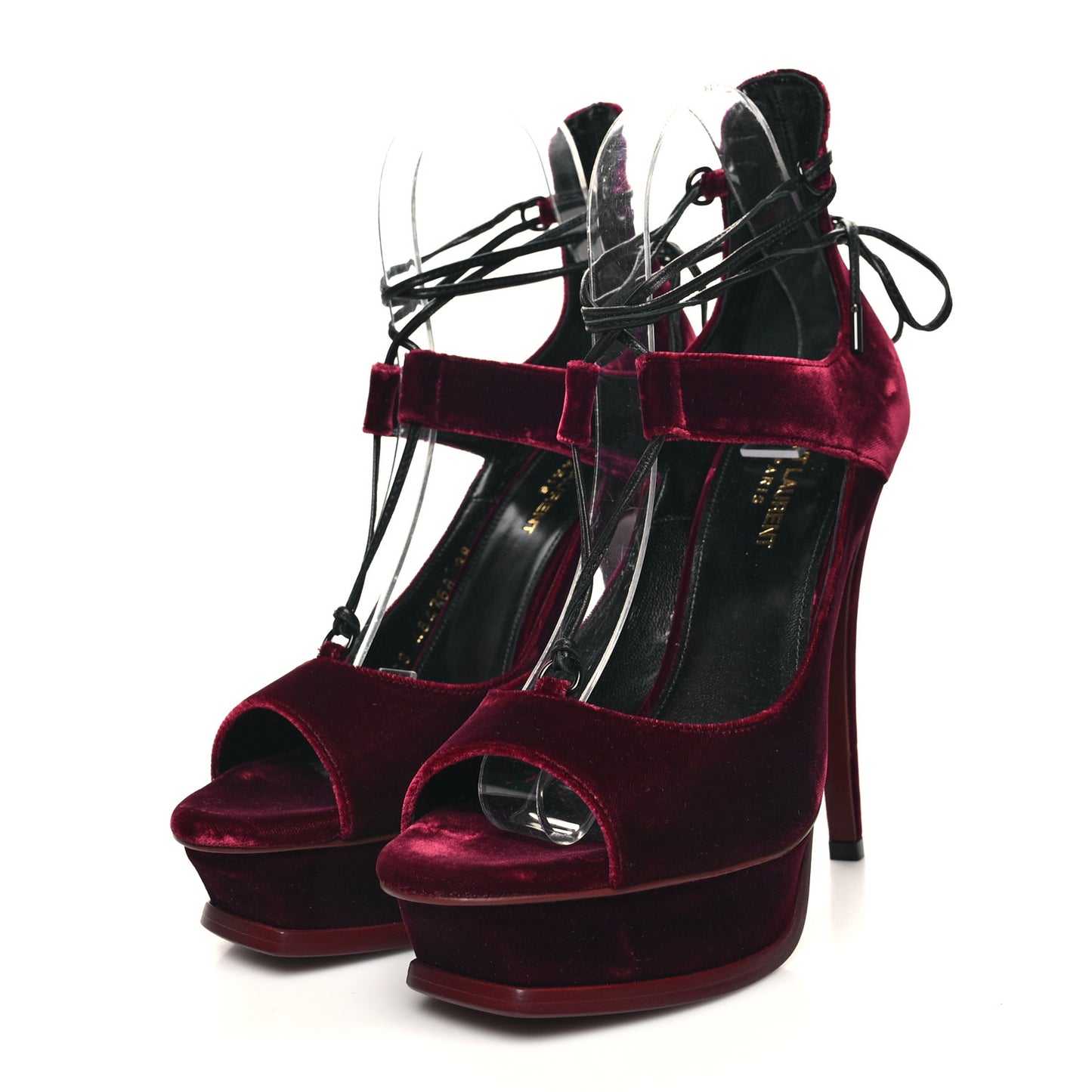 Velluto Master Lace Up Tribute 105 Platform Sandals 38 Burgundy