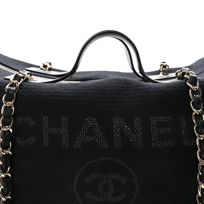 Chanel Mixed Fibers Large Deauville Bowling Bag  Black 7 of 9