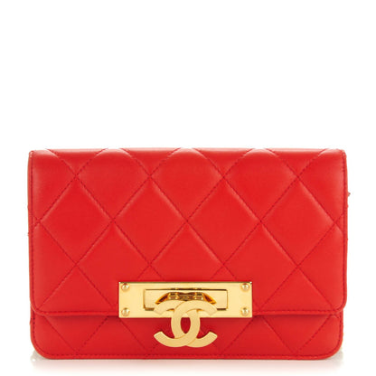 Chanel Lambskin Quilted Golden Class Wallet on Chain WOC Red 1 of 7