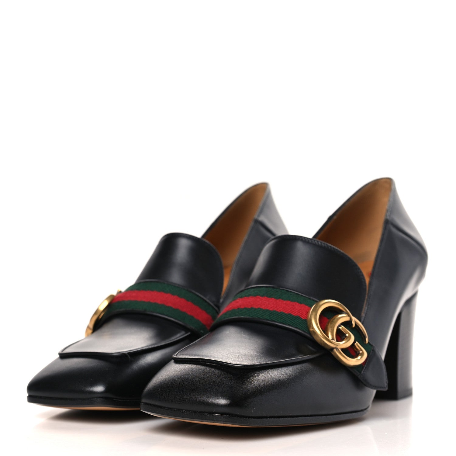 Gucci Calfskin Web Peyton Loafer Pumps 39.5 Black 3 of 8