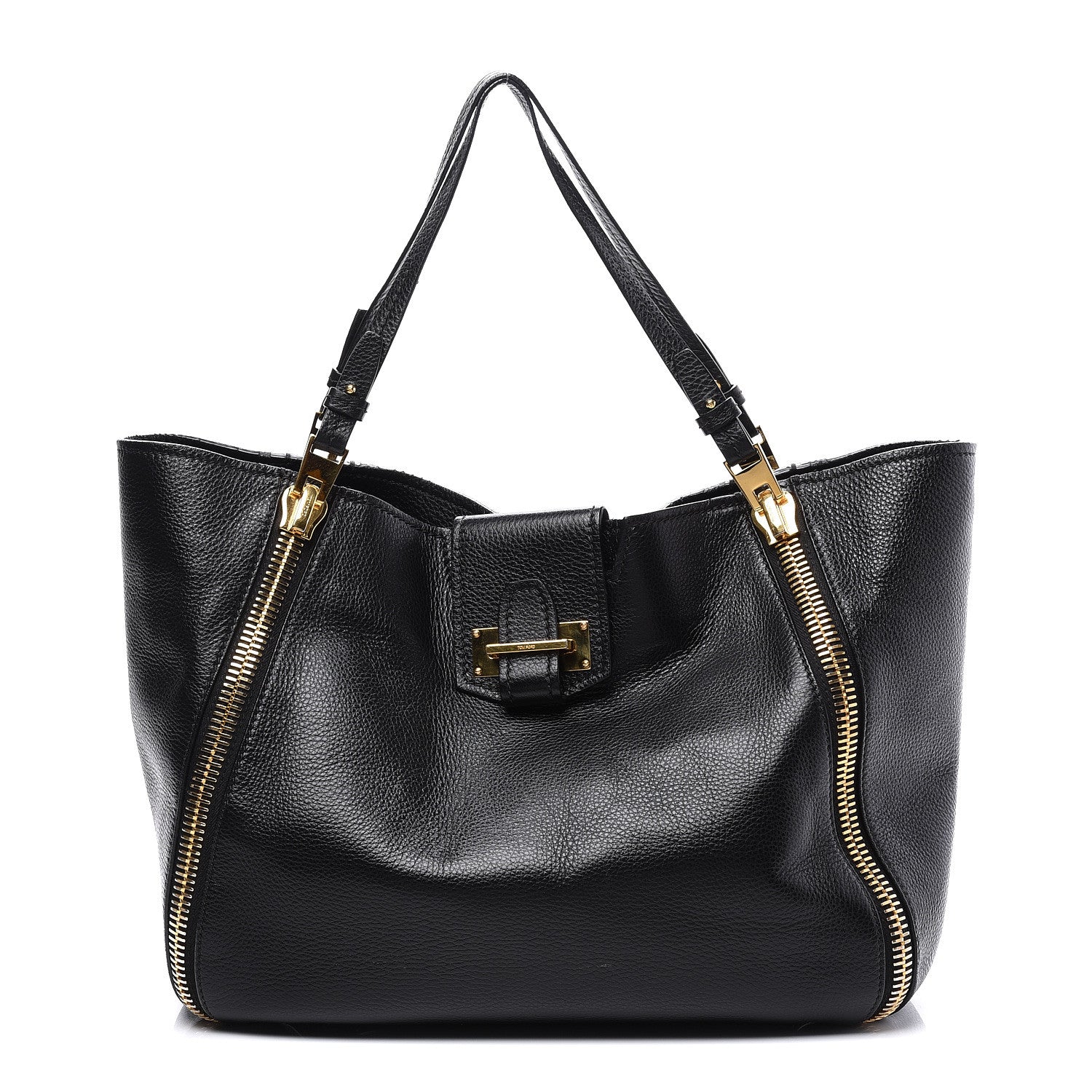 Tom Ford Grained Calfskin Sedgwick Medium Zipper Tote Black 1 of 11