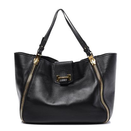 Tom Ford Grained Calfskin Sedgwick Medium Zipper Tote Black 1 of 11