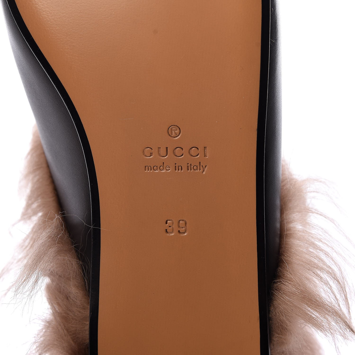 Gucci Calfskin Fur Womens Princetown Slippers 39 Black 7 of 8