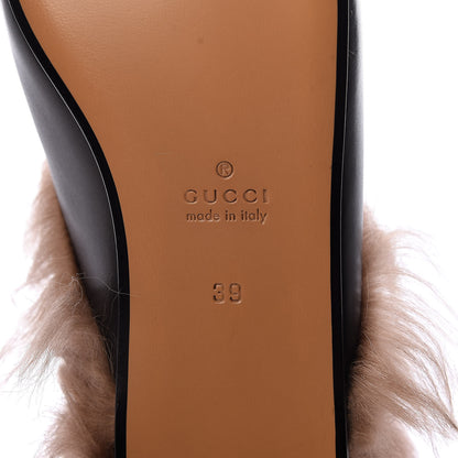 Gucci Calfskin Fur Womens Princetown Slippers 39 Black 7 of 8