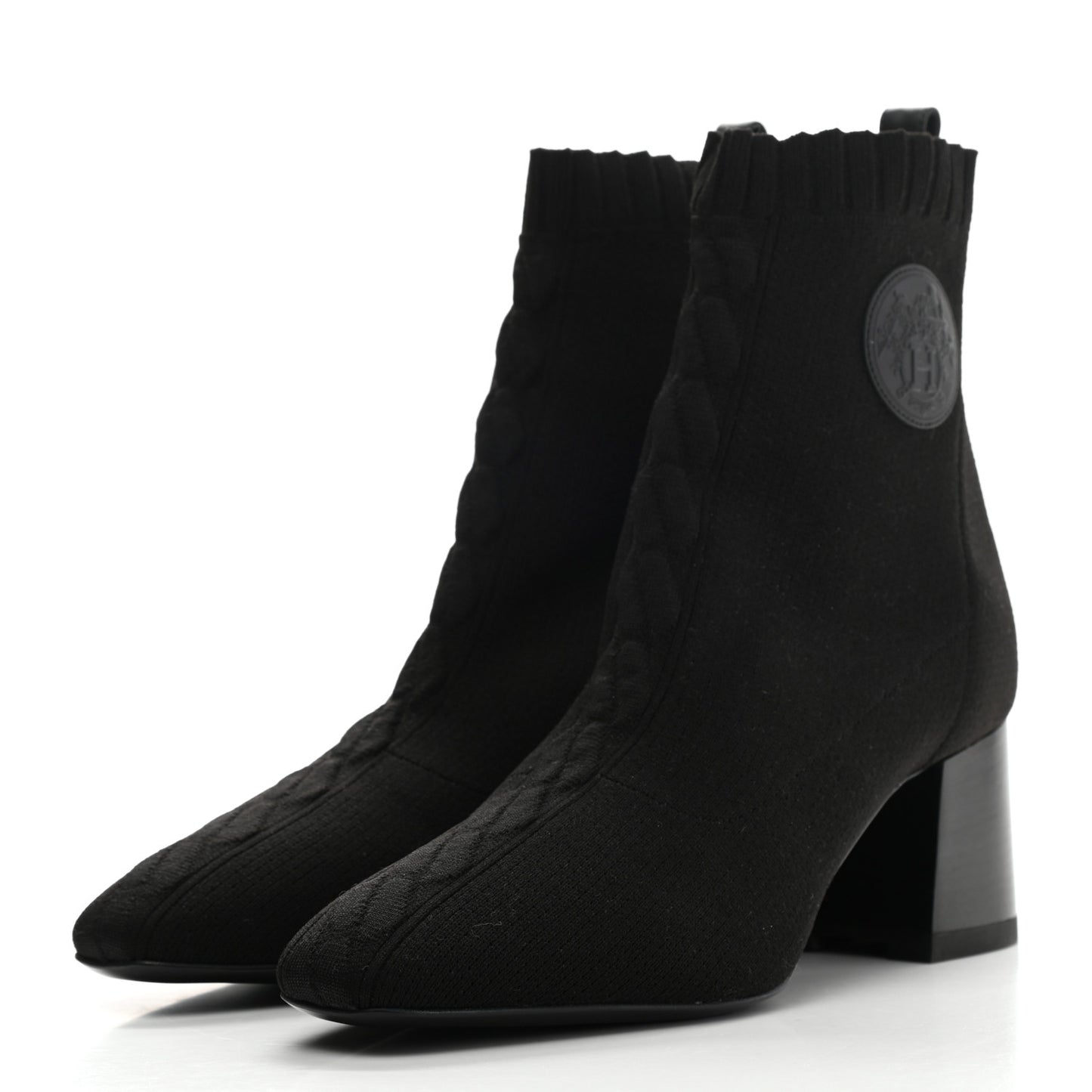 Knit Calfskin Volver Ankle Boots 37.5 Black
