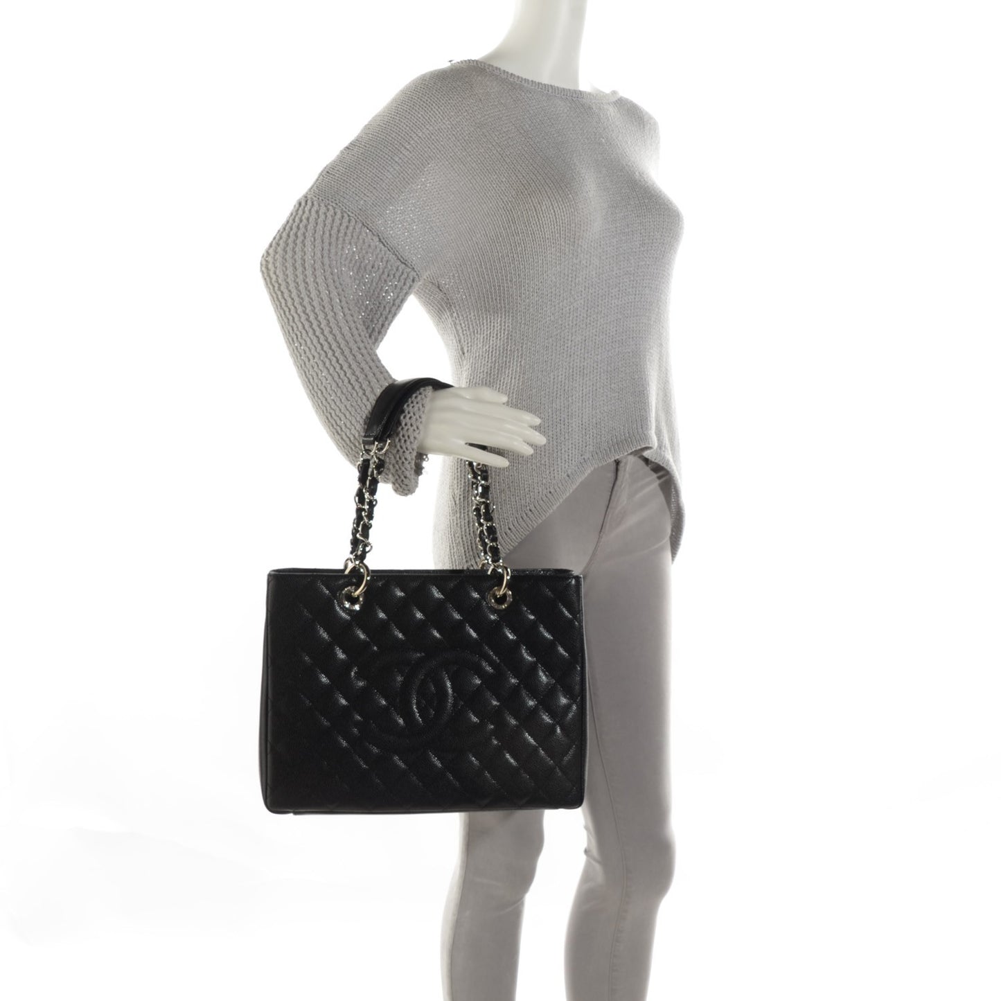 Caviar Quilted Grand Shopping Tote GST Black