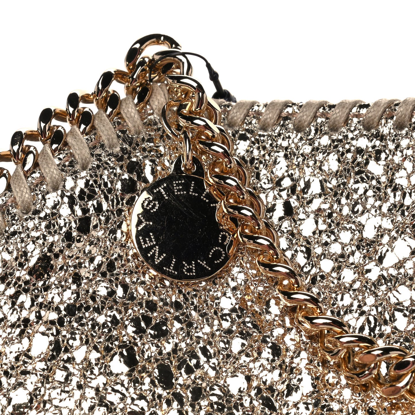 Metallic Crackle Tiny Falabella Tote Gold