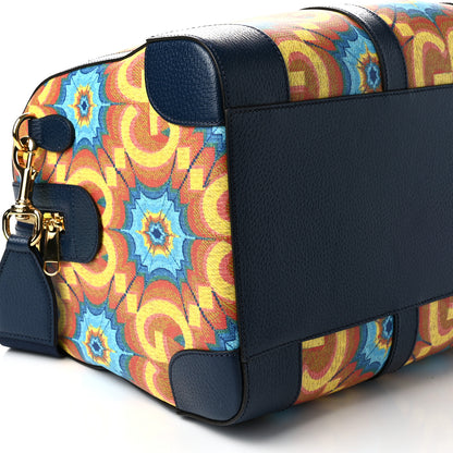 Gucci GG Supreme Kaleidoscope Calfskin Script Logo Gucci 100 Carry-On Duffle Bag Blue Orange Multicolor Blue Agata 7 of 8