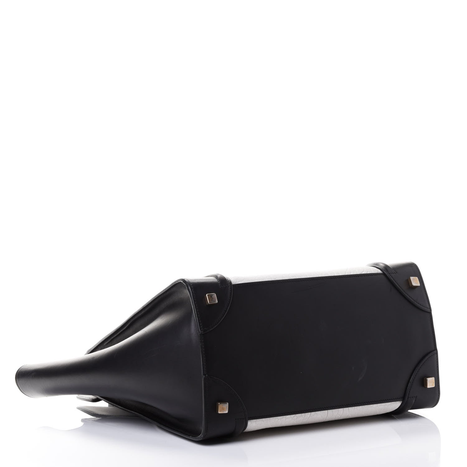 Celine Elephant Calfskin Mini Bi-Color Luggage Black White 3 of 6