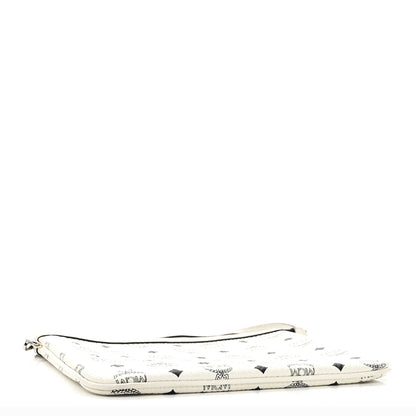 MCM Visetos Liz Shopper Tote Pouch White 4 of 10