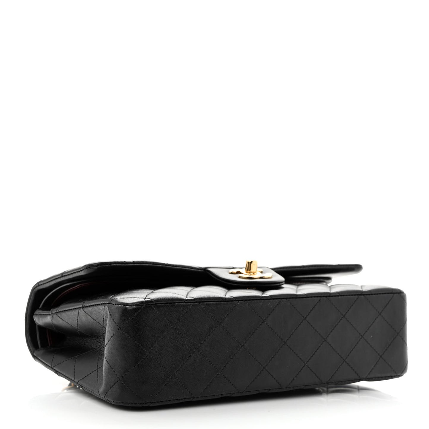 Lambskin Quilted Medium Double Flap Black