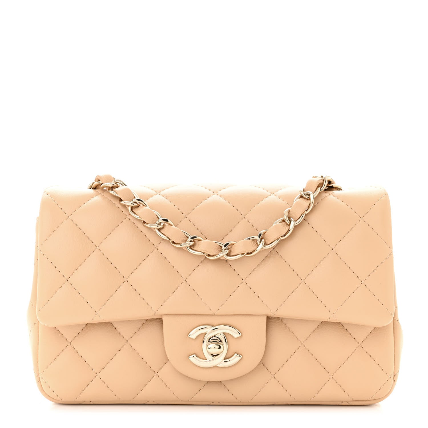 Chanel Lambskin Quilted Mini Rectangular Flap Beige 1 of 11