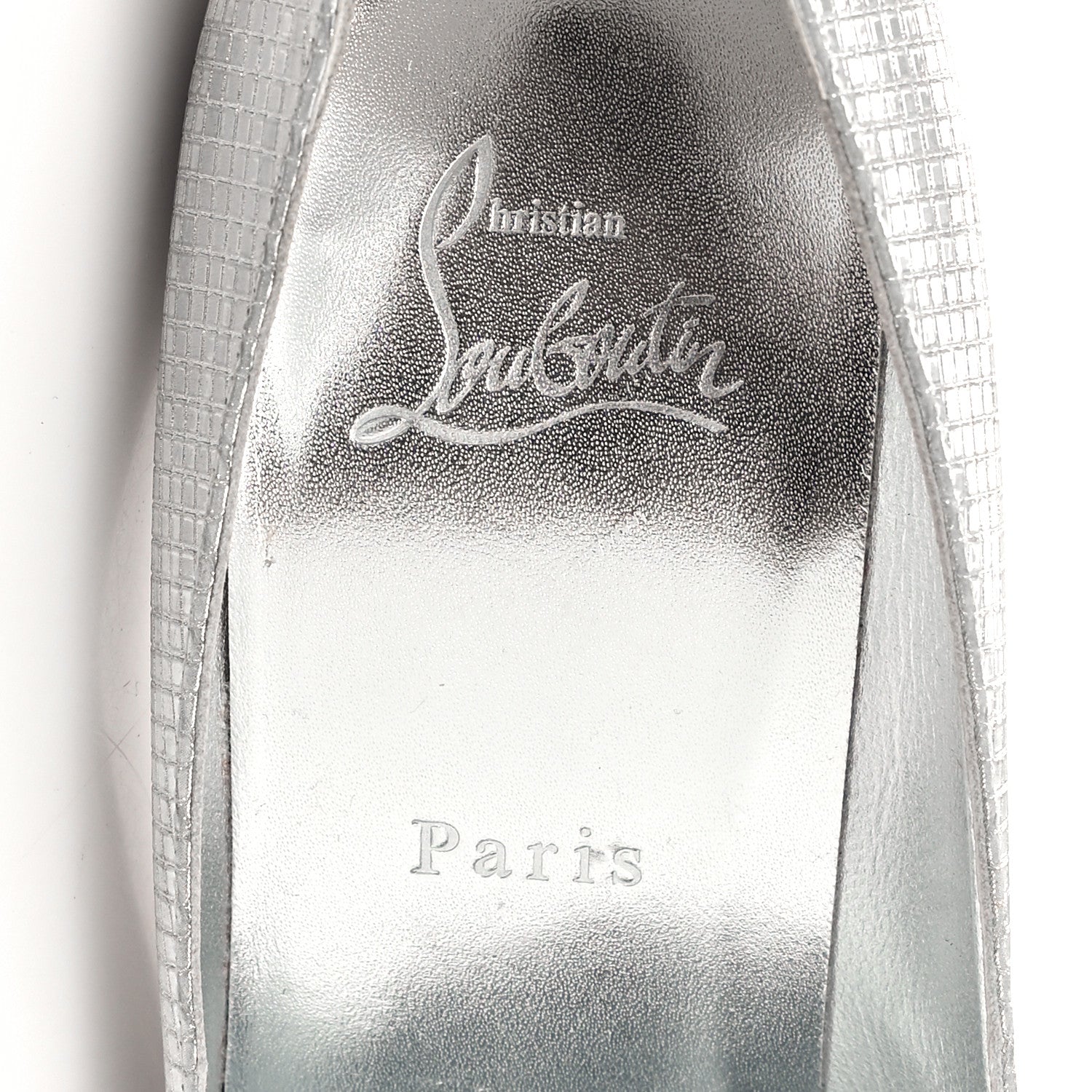 Christian Louboutin Metallic Nappa Grid Embossed So Kate 100 Pumps 39 Silver 7 of 8