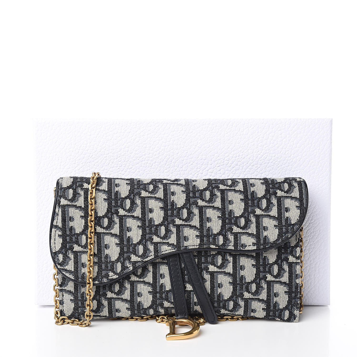 Christian Dior Oblique Saddle Chain Long Wallet Blue 12 of 12