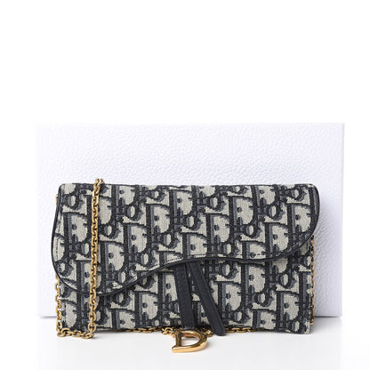 Christian Dior Oblique Saddle Chain Long Wallet Blue 12 of 12