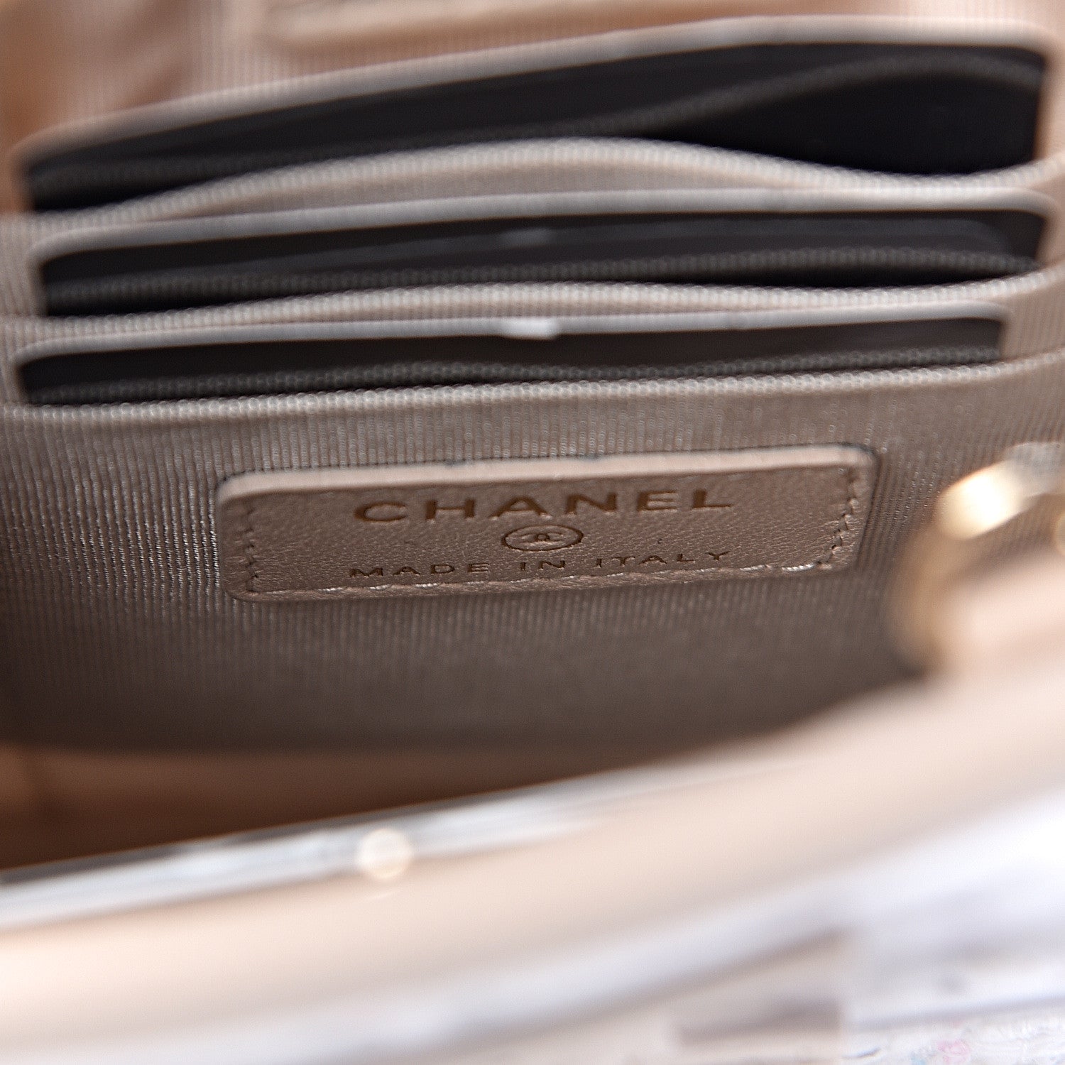Chanel Tweed PVC Lambskin Clutch With Chain Light Beige 6 of 10
