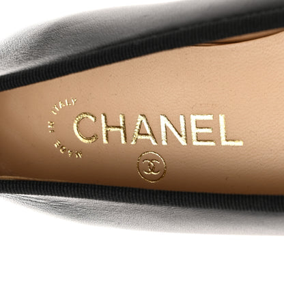 Chanel Lambskin Patent Cap Toe Ballerina Flats 37.5 Black 7 of 9
