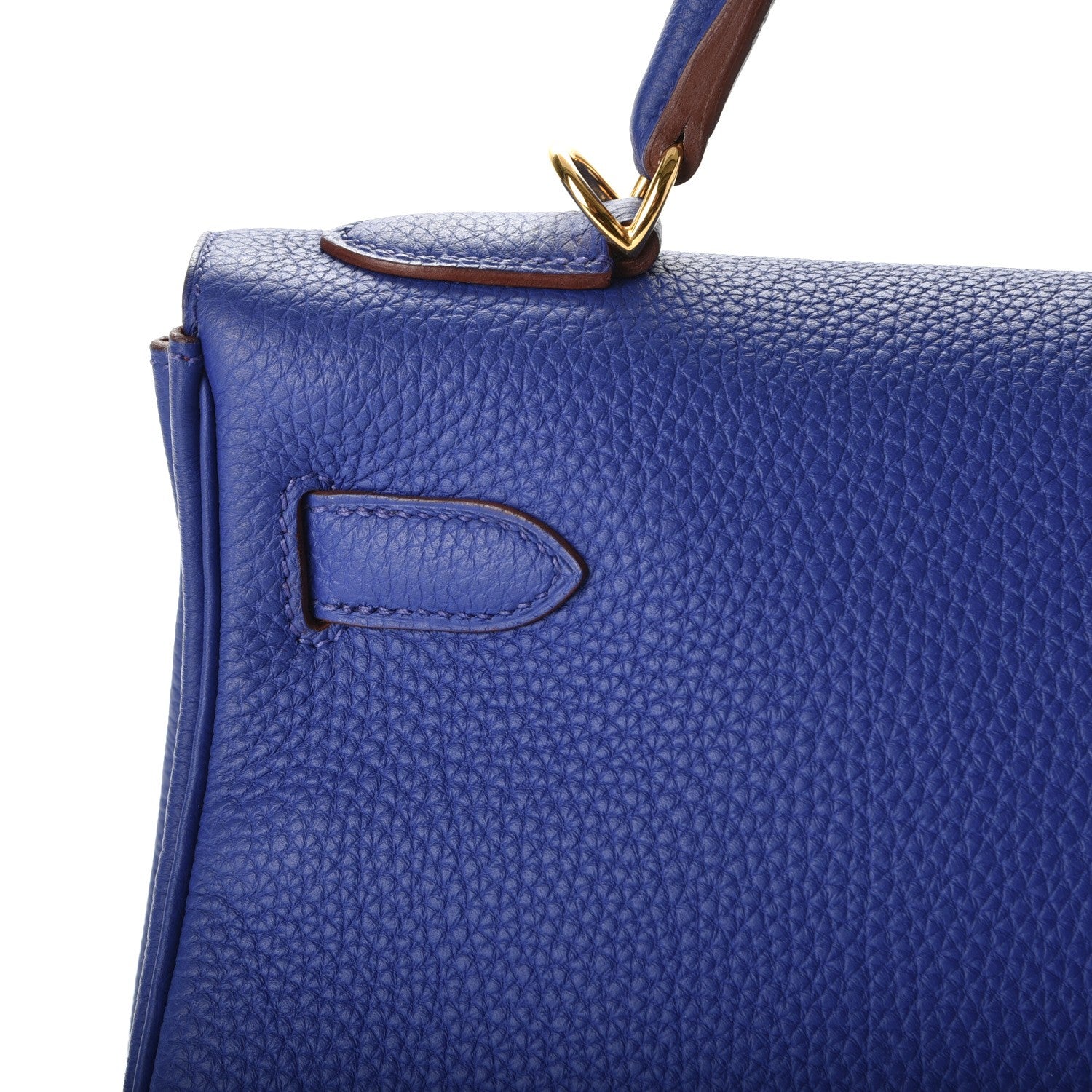 Hermes Togo Horseshoe Kelly Retourne 32 Bleu Electrique Rouge H 9 of 38