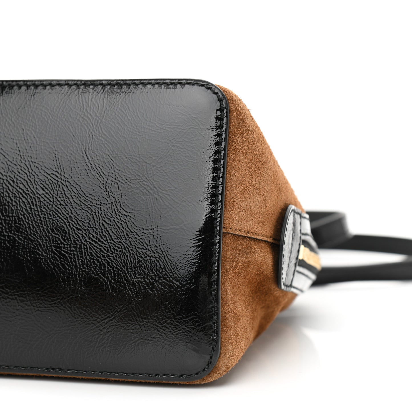 Suede Patent Web Medium Ophidia Top Handle Dome Bag Nocciola Black