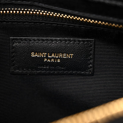 Saint Laurent Grain de Poudre Calfskin Y Quilted Monogram Medium Loulou Chain Satchel Black 6 of 11