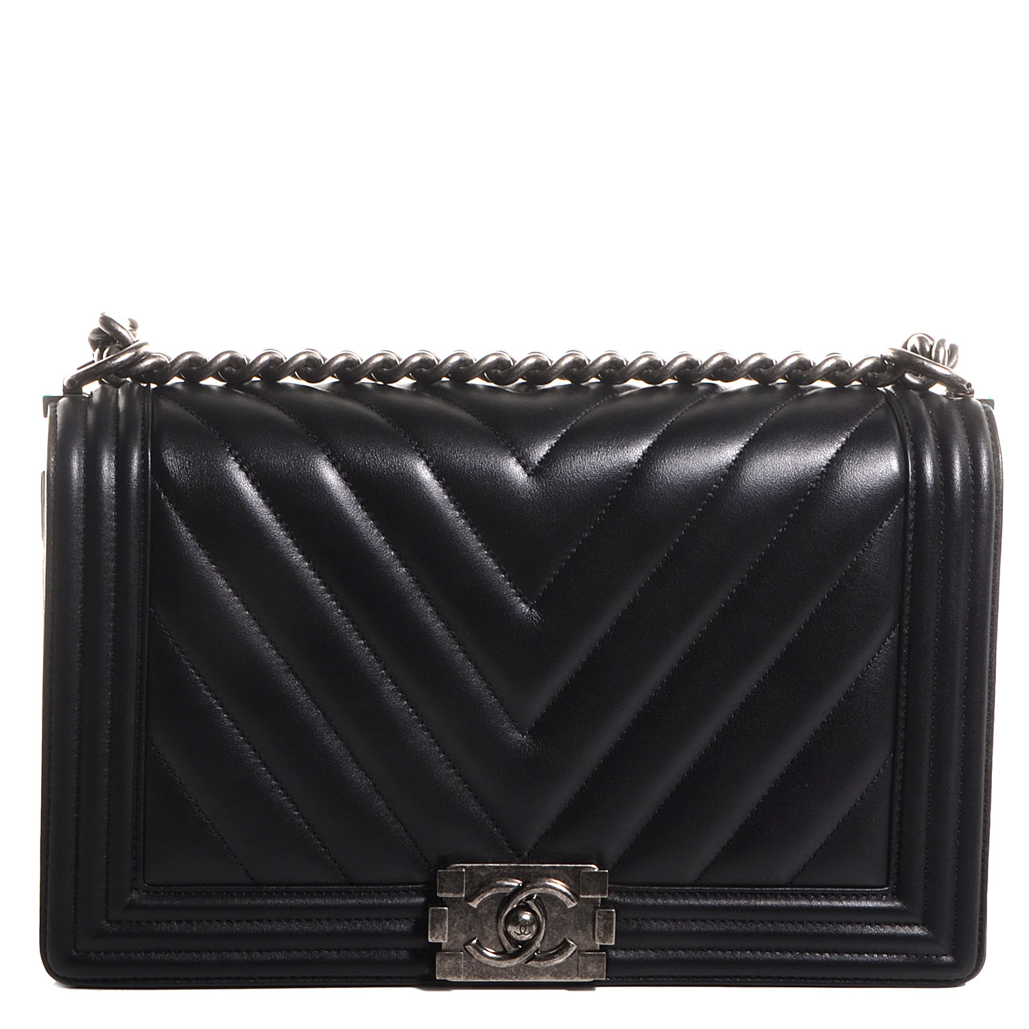 Chanel Calfskin Chevron New Medium Boy Flap Black 1 of 7