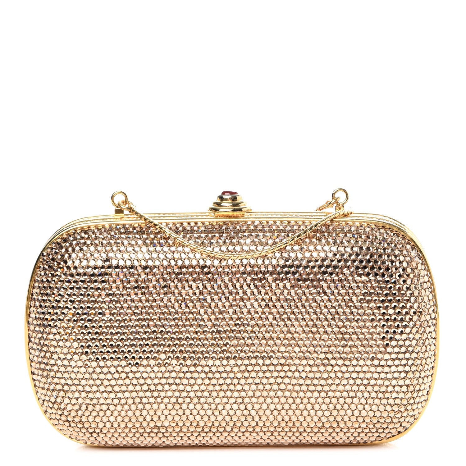 Judith Leiber Swarovski Crystal Minaudiere Clutch Gold 1 of 10
