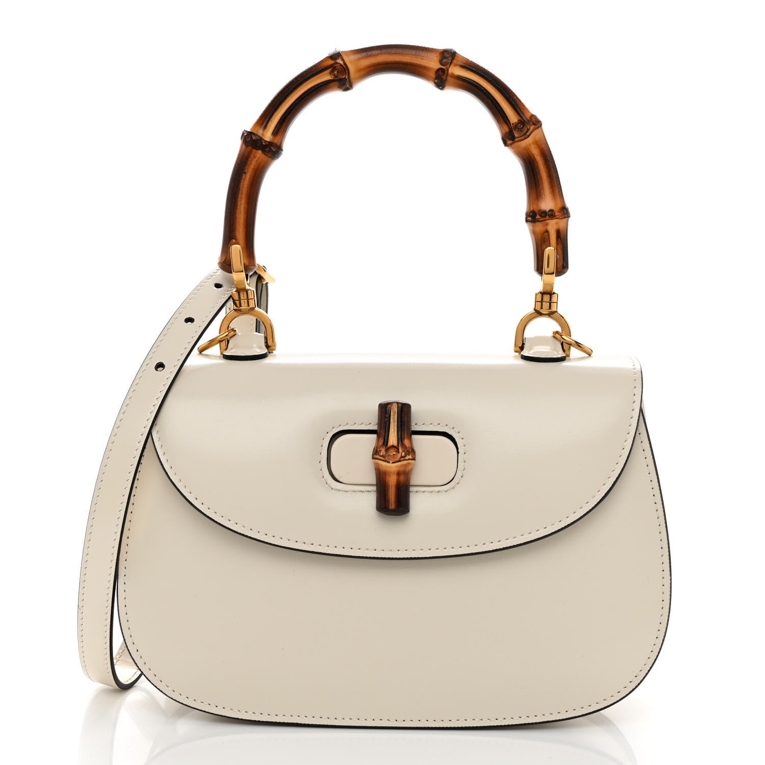 Gucci Boarded Dyana Lux Calfskin Web Small Bamboo 1947 Top Handle Bag Mystic White 3 of 11