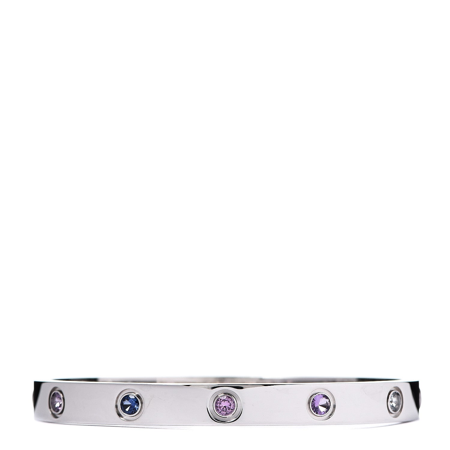 Cartier 18K White Gold Aquamarine Sapphire Spinel Amethyst LOVE Bracelet 16 1 of 5