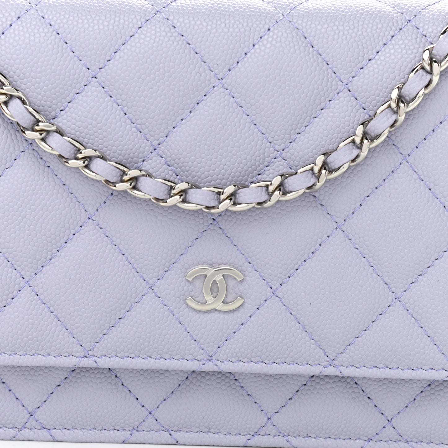 Caviar Quilted Wallet On Chain WOC Light Purple