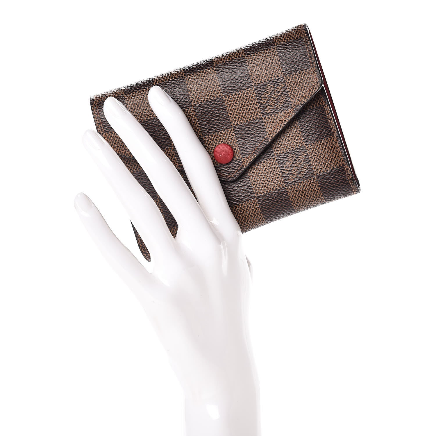 Louis Vuitton Damier Ebene Victorine Wallet Red 2 of 8