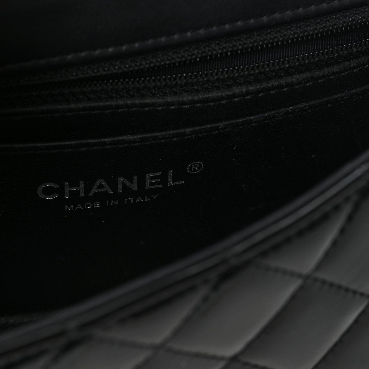 Patent Calfskin Quilted Mini Rectangular Flap Black