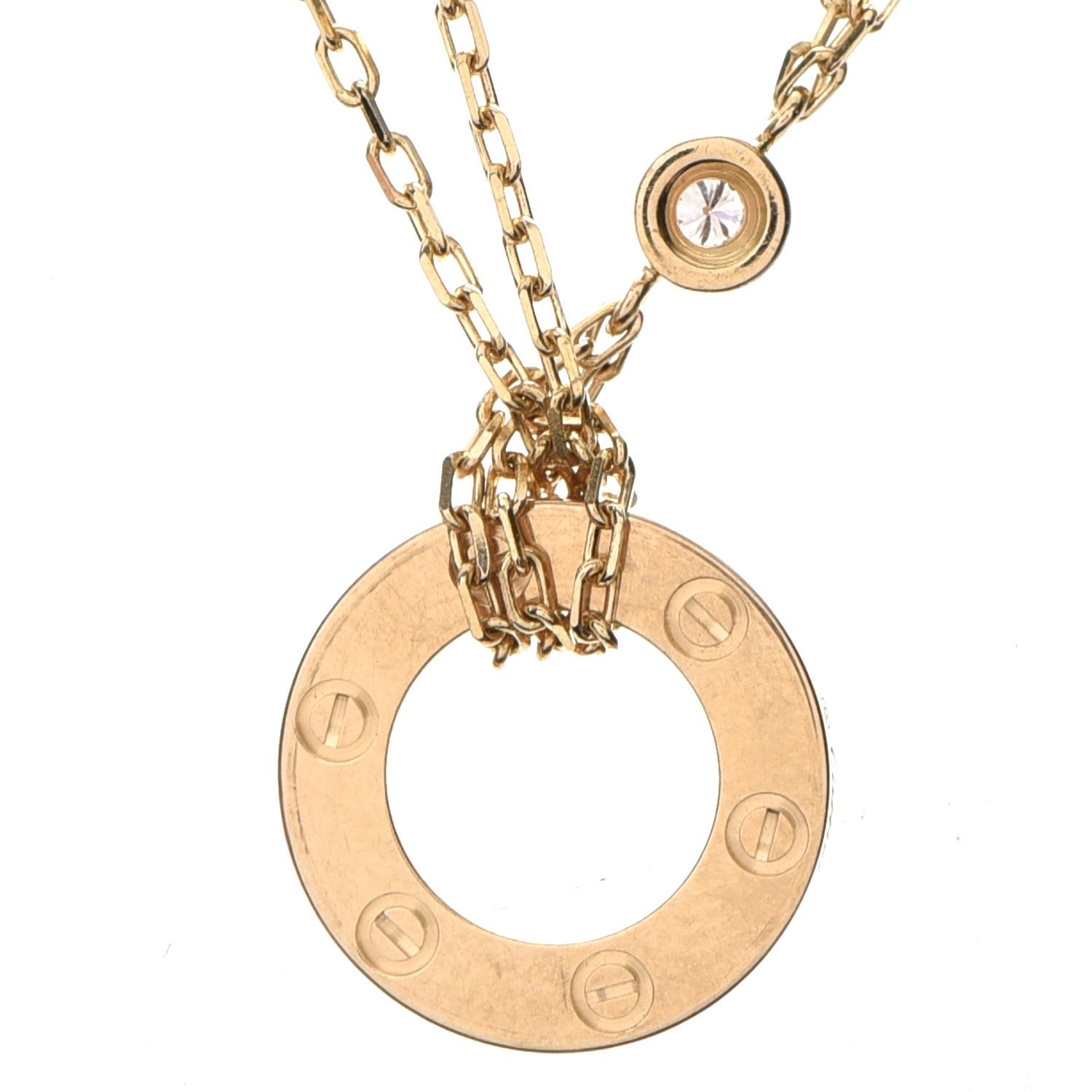 Cartier 18K Yellow Gold 2 Diamond LOVE Necklace 5 of 8