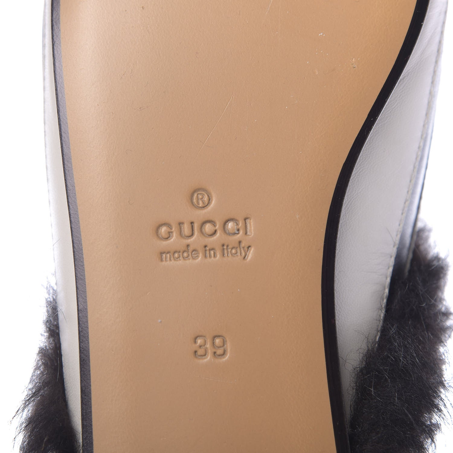 Gucci Malaga Kid Fur Zebra Inlay Womens Princetown Slippers 39 Mystic White Black 7 of 8
