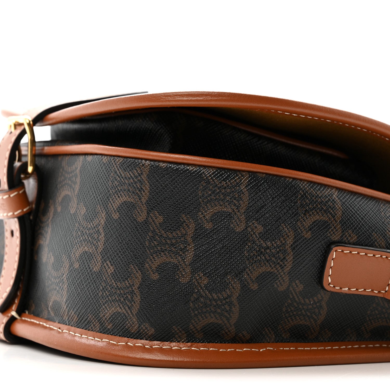 Celine Triomphe Canvas Medium Folco Bag Tan 10 of 11