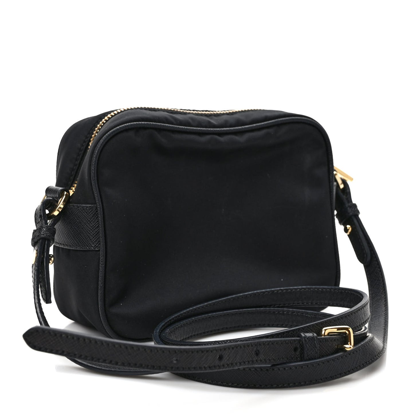 Nylon Saffiano Double Zip Camera Bag Black
