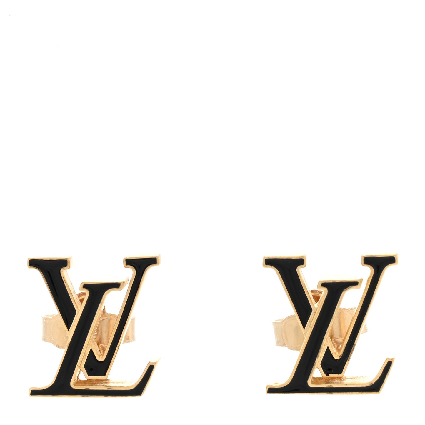Metal Enamel LV Iconic Earrings Gold