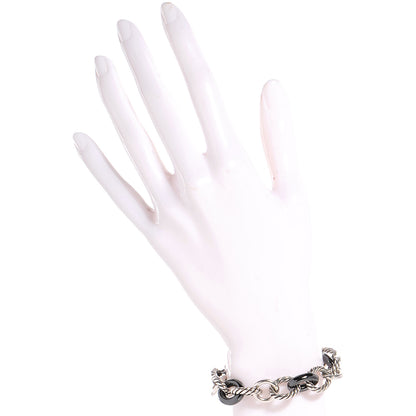 David Yurman Sterling Silver Ceramic 13mm Large Oval Link Bracelet Black 2 of 7