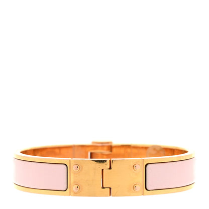 Hermes Enamel Charniere Uni Narrow Hinged Bracelet S Rose Candeur 3 of 5
