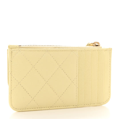 Chanel Caviar Quilted Flap Zip Card Holder Light Yellow 3 of 8