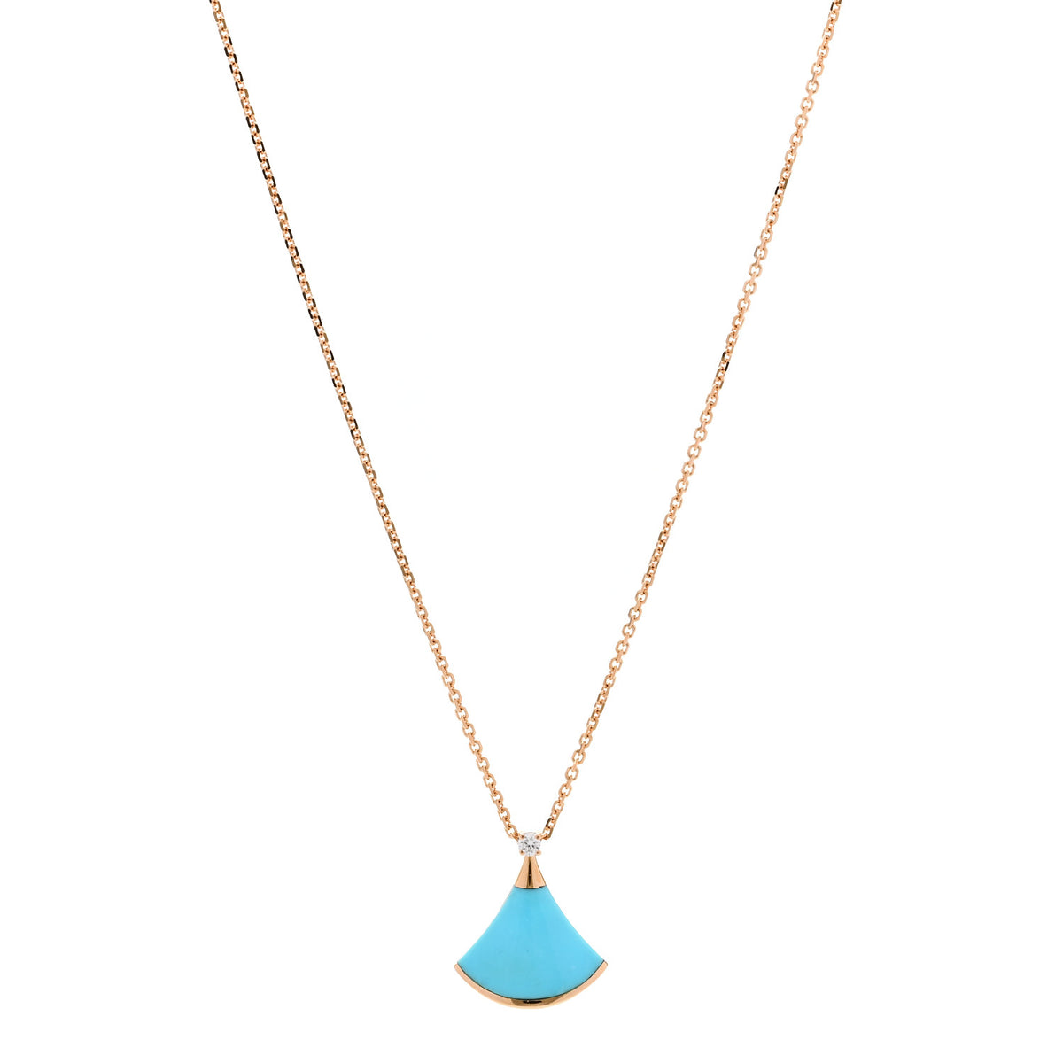18K Rose Gold Diamond Turquoise Divas' Dream Pendant Necklace