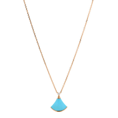 Bulgari 18K Rose Gold Diamond Turquoise Divas' Dream Pendant Necklace 1 of 6