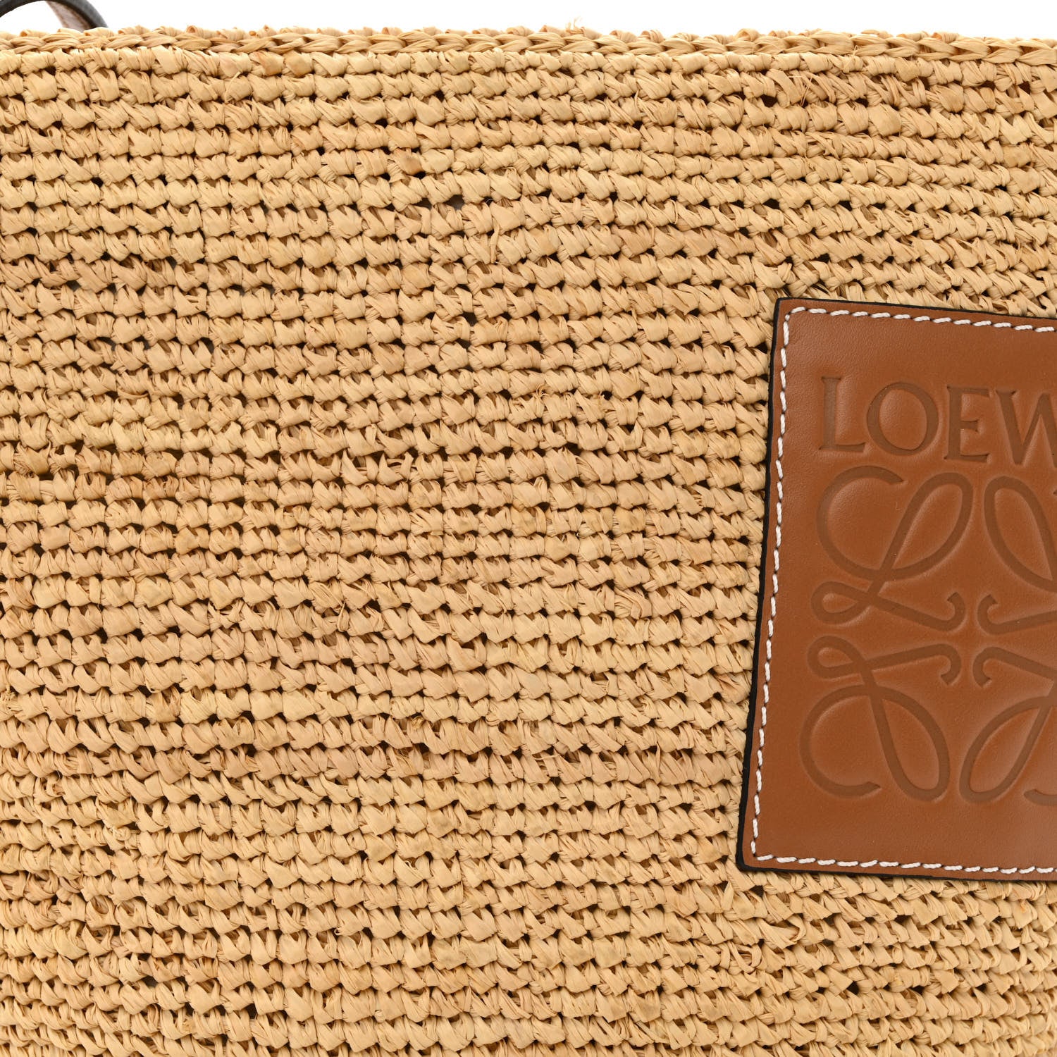 Loewe Calfskin Raffia Paulas Ibiza Pochette Bag Natural Tan 8 of 10