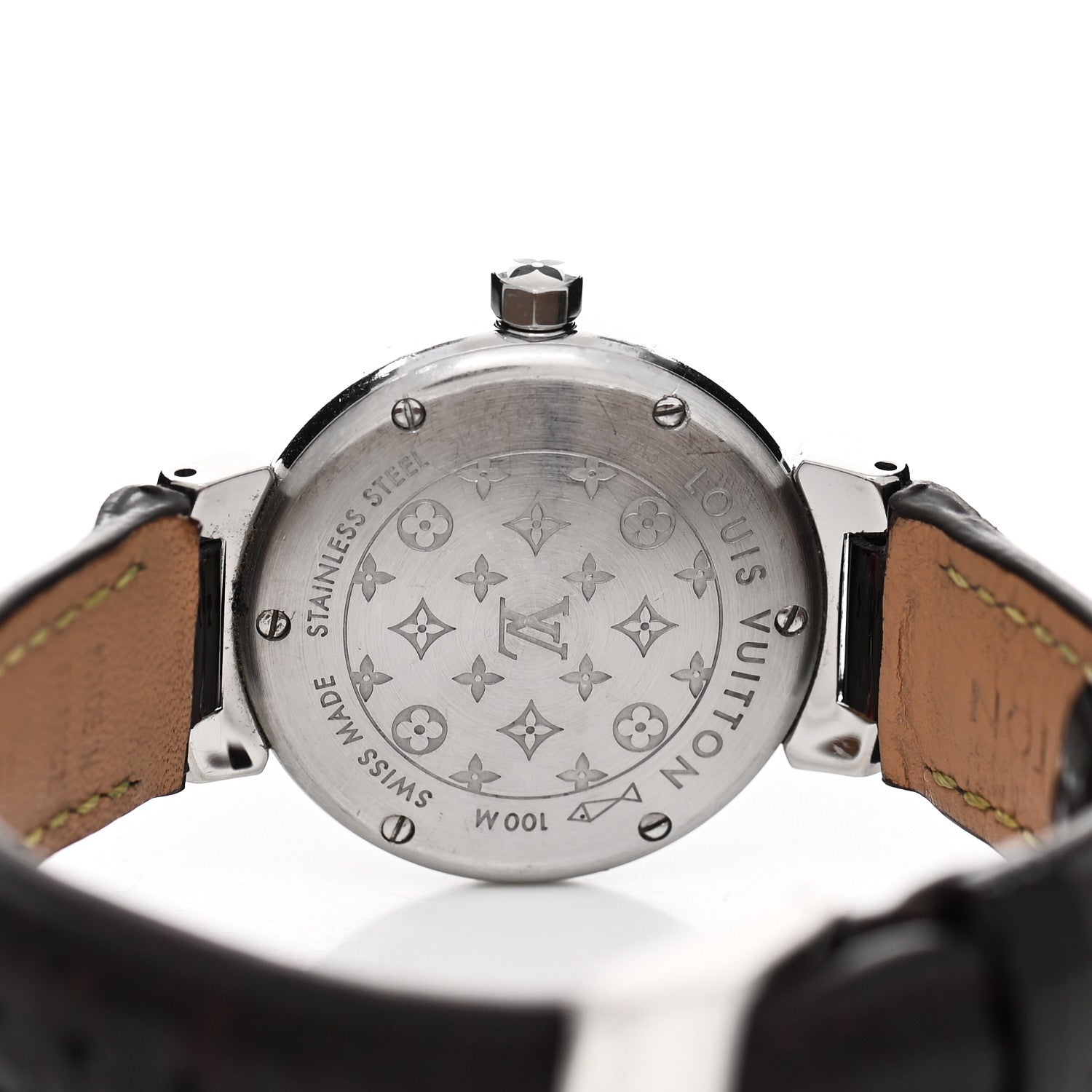 Louis Vuitton Stainless Steel Vernis Diamond 28mm Tambour Quartz Watch Amarante 4 of 4