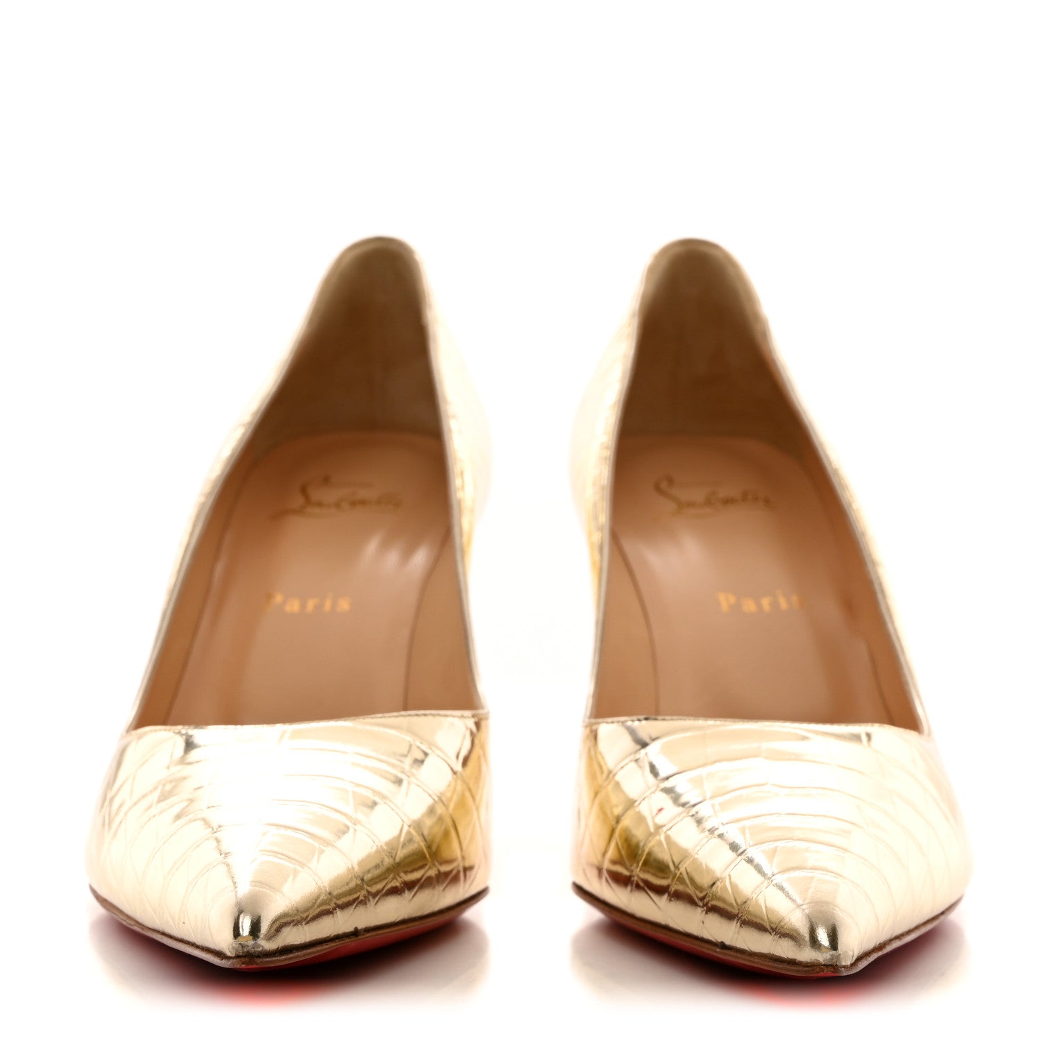 Christian Louboutin Metallo Cocco Clare 80 Pumps 39.5 Platine 2 of 7